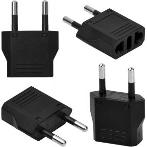 TLP-4 Pi&egrave;ces Adaptateur Prise France vers USA, Adaptateur de Voyage pour Les Appareils, Adaptateur Convertisseur US-EU/EU-US, Adaptateur Secteur Am&eacute;ricain vers Europ&eacute;en Universelle (US to EU, Noir) - Neuf