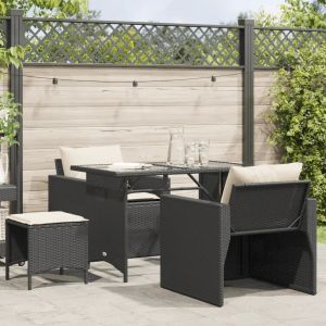 Prolenta Premium - Salon De Jardin 4 Pcs Avec Coussins Noir R&eacute;sine Tress&eacute;e - Neuf