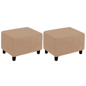 Housse De Coussin Rectangulaire Pour Pouf - Camel (Lot De 2) - Neuf