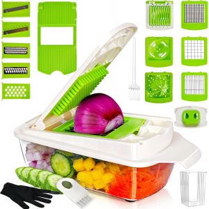 Mevronisshop-Mandoline De Cuisine 19 En 1 Multifonction Coupe Legumes Trancheuse Pour L&eacute;gumes Fruits Pomme De Terre Oignons Carotte Concombre - Neuf