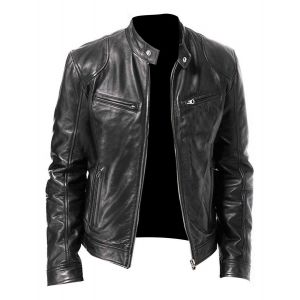Veste De Moto Vintage En Cuir Pour Homme - Neuf