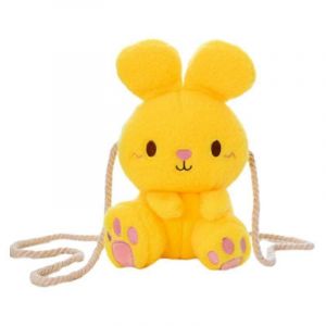 Sac à bandoulière en forme de lapin mignon de dessin animé, sac à bandoulière en peluche avec c?ur féminin, poupée à saisir, lapin brodé-jaune - Neuf