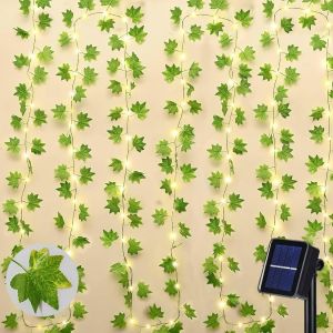 Guirlande Lumineuse Solaire Exterieur 10m 100 Led Lierre Artificiel Guirlande, 8 Modes Ip65 &Eacute;tanche Guirlande Lierre Lumiere Solaire Pour Jardin Terrasse Balcon Chambre No&euml;l D&eacute;coration - Neuf