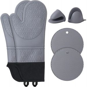 Gants de cuisine Gants de cuisine en silicone antidérapants résistants à la chaleur : lot de 6 gants de four maniques antidérapants en silicone longs gants de cuisson gants de cuisine gants de four - Neuf