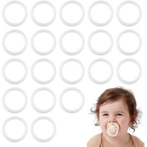 20 Pièce Anneau Souple Adaptateur Clip,Fictif Silicone Transparent,Anneau En Silicone Adaptateur,Silicone Bouton Anneau Bébé Mannequin Titulaire Clip Adaptateur De Sucette Tétine - Neuf