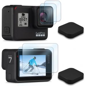 Screen Protector for GoPro Hero 7 Black/Hero 6/Hero 5 (8 Pieces),Ultra Clear Tempered Glass Screen Protector,Tempered Glass Lens Protector and Lens Cover - Neuf