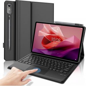 Coque Clavier Avec Trackpad Pour Lenovo Tab P12 12.7"" 2023, Azerty Français Clavier Détachable Clavier Avec Smart Touchpad E Porte-Crayon, Noir - Neuf