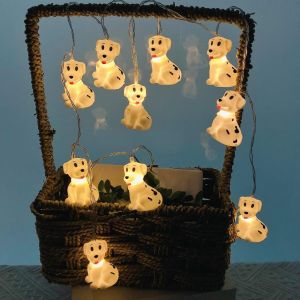 KAL-1.65M 10 Led Chambre D'Enfant Animal Mignon Chiot Guirlande Lumineuse Pour Vacances Mur Fenêtre Arbre Fête Cour Jardin Salon Dortoir Décor (Chien Tacheté) - Neuf