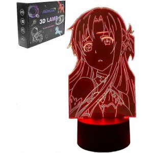 Shxx Sao Anime Figure Led Lumi&egrave;re Mignon Gar&ccedil;ons & Filles No&euml;l Anniversaire Vacances F&ecirc;te Cadeau Kirito / asuna / asada Shino 3d Illusion d'optique Lampe de table3d7l-20 - Neuf