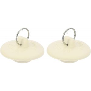 SJZG-Lot De 2 Bouchons D'&Eacute;vier En Caoutchouc Pour Baignoire De 2,5 Cm &Agrave; 4,5 Cm Avec Anneau De Suspension Pour Salle De Bain, Cuisine, Buanderie, Blanc - Neuf
