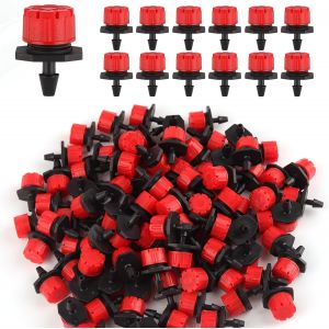 Lot de 100 goutteurs d'arrosage r&eacute;glables 1/4"",Micro-Gouttes 360&deg; pour syst&egrave;me d'arrosage de Jardin,arroseurs Anti-Obstruction pour tuyaux de 4 mm/7 mm,Rouge - Neuf