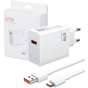 JGD-Chargeur Xiaomi 67W, c&acirc;ble de Charge (2m), Chargeur Rapide, Bloc d'alimentation, Chargeur Rapide pour Xiaomi 13 Lite/14 15/13 Pro/14T/12T/12/11T 10T, Redmi Note 15 14 13 12 11 10 Pro, Poco F7 X7 - Neuf