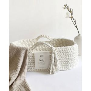 Panier B&eacute;b&eacute; - Couffin Mo&iuml;se En Coton Avec Matelas - Blanc Nuage - Neuf