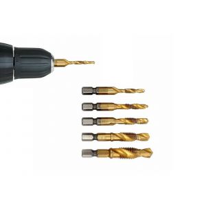 Jeu de 6 forets tarauds &agrave; queue hexagonale HSS M3-M10 pour filetage m&eacute;trique - Neuf