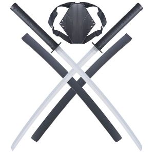 Deadpool Double Katana en Bois Epee Sabre + Support Dorsal Deadpool Katana - Neuf