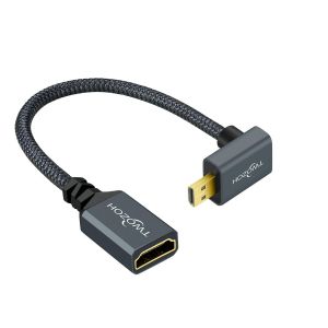KALANKA-Câble Adaptateur Micro HDMI vers HDMI coudé 270°Degree, Nylon tressé 270° Micro HDMI Mâle vers HDMI Femelle Supporte 4K@60Hz 1080p - Neuf