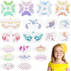 20 Pi&egrave;ces Pochoirs Tatouage Pour Yeux,Mod&egrave;les Tatouage S,Pochoirs Peinture Pour Visage,Inclure Quatre Couleurs Finger Sponge Daubers Pour Enfants F&ecirc;te Vacances Halloween Maquillage - Neuf