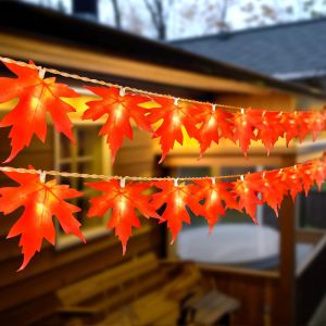 TRAHOO-Guirlande lumineuse d'automne - 3 m - 20 LED - Fonctionne avec piles - Feuille d'&eacute;rable - D&eacute;coration d'automne - Guirlande de feuilles - Guirlande lumineuse pour Thanksgiving, Halloween, No&euml;l, - Neuf