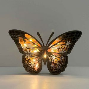 Artisanat En Bois Creux Lampes Créatives Pour La Maison En Forme D'animaux Ornements Décoratifs En Bois En Forme De Papillon Veilleuse Décorative - Neuf