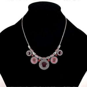 Femmes Ethniques Strass Incrusté Rond Émail Pendentif Déclaration Plastron Collier Cadeau - Neuf