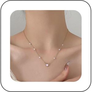 Kal-Boho Perle Collier Ras Du Cou Or Amour Coeur Pendentif Collier Vintage Station Perle Collier Rose Quartz Coeur Collier Bijoux Pour Femmes Et Filles - Neuf