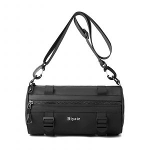 Sac a bandouliere pour homme, sac a dos rond cylindrique en nylon, sac de poitrine tendance, sac messager pour tous les jours, gris - Neuf