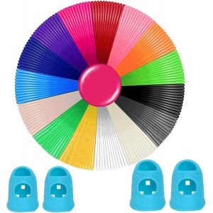 ChenQuanSarl-Pla De Filament De Stylo 3D, 1.75Mm Recharges Stylo À Impression 3D,15 Couleurs Filament 3D,Recharges,Pla Pen,50M Fil 3D, Avec Protège-Doigts Silicone - Neuf