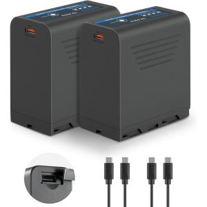 NEEWER Basics Set de 2 Batteries de Remplacement NP-F970 7800mAh pour Sony FX3/FX30/A7, pour Canon R5, pour Nikon Z8, Charge Rapide PD 20W Type C pour Cam&eacute;scope, &Eacute;clairage LED, &Eacute;cran, TP-F970 - Neuf