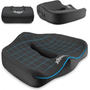 Ulteronixshop-Coussin de Chaises en Mousse &agrave; M&eacute;moire - Coussin Coccyx Ergonomique pour Si&egrave;ge Voiture Auto Conducteur Fauteil Bureau Fauteuil Roulant,Coussin Sciatique,Coussin d Assise,Noir - Neuf