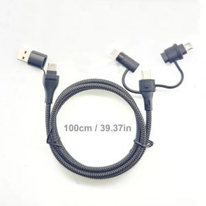 C&acirc;ble De Donn&eacute;es De Charge Rapide 5 En 1 Pd 65W, Cordon De Chargement Usb Multiple 4 En 1 Pour Iphone 12 13 14 15 16 Pro Max Samsung Et Micro Usb.5 In 1 100Cm - Black. - Neuf