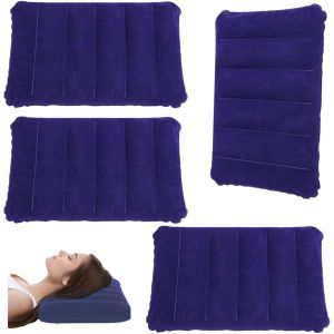 KALANKA-4 Pièces Coussins de Camping gonflables,Coussin de Nuque, de Plage, Flocage, Coussin de Voyage Confortable, pour Le Bureau,l'extérieur,la randonnée,Les Vacances à la Plage, Le Camping (Bleu) - Neuf
