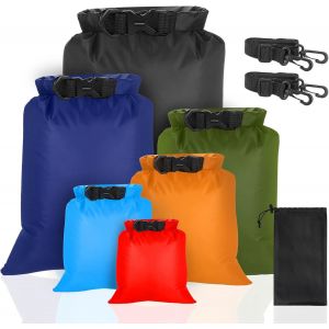 KALANKA-Sac Étanche Léger 6 Pièces, 1.5/2.5/3/3.5/5/8L Nautique Sac à Sec Imperméables Sac Etanche Randonnée pour Kayak Dérive Submersible Nautiques Randonnée Camping en Plein Air (coloré) - Neuf