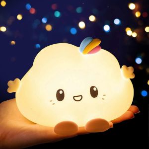 Veilleuse Nuage Mignonne Pour Les Enfants,Veilleuse À Changement De Couleur Avec Toucher,Lampe De Chambre D'enfant Pour Bébé En Silicone,Trucs Kawaii Et Cadeaux D'anniversaire Pour Les Enfants En Bas - Neuf