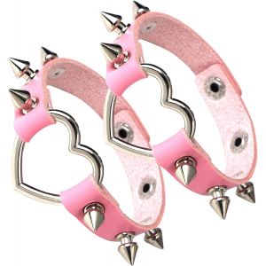 Kalsw-2pcs Coeur Bracelet À Clous Punk Rock Gothique Manchette Rétro Vintage Femme Homme Motard - Neuf