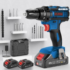 jum-Perceuse Visseuse Sans Fil 21V,Visseuse Devisseuse Sans Fil Avec 2 Batteries 2.0Ah,42Nm Percussion,18+1 Réglages De Couple,14 Accessoires,2 Vitesses,Led,Pour Le Bricolage,Bleu - Neuf