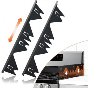 En Acier Inoxydable Poêle Écart Couvre 2pcs, Plage De Réglage Kit De Garniture De Cuisine, Four, Noir 13.8"" À 27,5"", Résistant À La Chaleur - Neuf