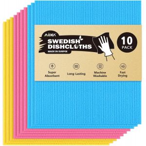 LORANKA-Lot de 10 torchons su&eacute;dois pour cuisine, r&eacute;utilisables, lavables, absorbants, 17,8 x 15,2 cm - Neuf