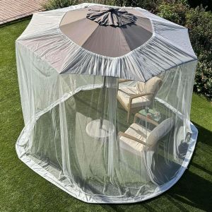 Moustiquaire Pour Parasol 2.8 M | Grandes Tailles Et Tissu Conçu Pour L'extérieur | Blanc Maille De Protection Contre Les Insectes Pour Patio,Porche Et Terrasse De Jardin - Neuf