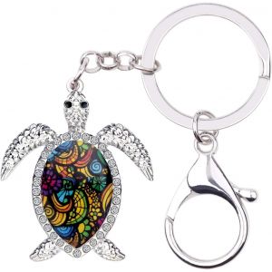 KAL-Porte-Clé Tortue De Mer En Émail Porte-Clé Sac À Main Pour Femme Fille Cadeau - Neuf