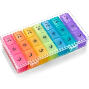 Tianyi-Pilulier Hebdomadaire ¿ Boîte À Pilules 3 Fois Par Jour ¿ Grand Distributeur En Plastique Avec 7 Compartiments Quotidiens Matin, Midi Et Nuit Pour Pilules, Suppléments, Huiles De Poisson Et Vi - Neuf