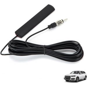 Antenne Radio Voiture, Antenne FM Autoradio Universelle Adh&eacute;sive pour Camion SUV Jeep Compatible avec Radio FM Amplificateur HD, Lecteur, C&acirc;ble de 5m avec Connecteur DIN pour Pare-Brise - Neuf