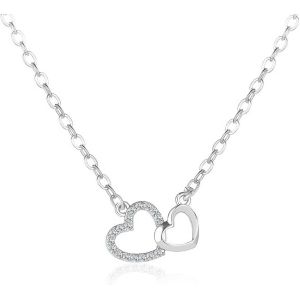 Kal-Collier Coeur Or Argent Femme Collier Pendentif Coeur R&eacute;glable Collier Ras Du Cou Avec Pendentif En Forme De Coeur Entrelac&eacute; Bijoux Cadeaux Pour Femmes - Neuf
