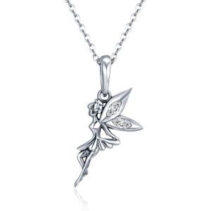Tianyi-Long Collier Avec Pendentif F&eacute;e - 100% Argent Sterling 925 Authentique Pour Femme - Neuf