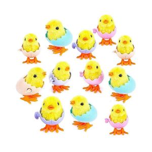 12pcs P&acirc;ques Panier De Stuffers, Wind Up Poussins En Peluche Poussin En Coquille D&iquest;?uf Party Favors P&acirc;ques Oeuf Sac Fil - Neuf