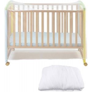 Moustiquaire Pour Berceau,Universel Moustiquaire Lit Bebe 135x60x90cm,Capote Cosy Pour Moustiquaire Lit Bébé,Moustiquaire Poussette Universelle,Pour Landau,Auto-Siège,Lit Parapluie,Blanc,1 Pièce - Neuf