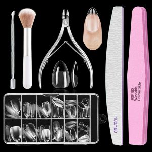 Kal-Kit Ongle Amande Courte, 240 Faux Ongle, Kit Ongle Pose Americaine Inclut Coupe Cuticule, Repousse Cuticules, Lime À Ongles 100/180, Bloc Polissoir, Brosse De Poussière Pour Ongles, 12 Tailles - Neuf