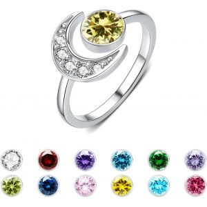 Yemaesre-Bague Lune En Argent Sterling 925 Réglable Ouvert Pour Femme Avec Pierre De Naissance Bague Lune Zircon Cubique Bague Lune Bijoux Cadeaux Pour Femme Mère Fille S?urs (Août) - Neuf