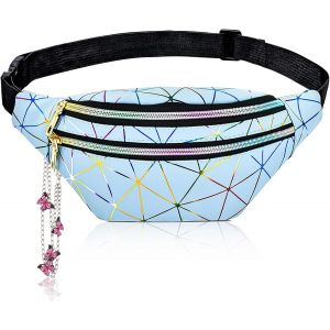 SJZG-Sac Banane Enfant Sac Banane Fille Banane Enfant Pendentif Avec Papillon Sac De Taille Color&eacute; En Cuir Pu Etanche Holographique Bretelles R&eacute;glables Et Multiples Poches Zipp&eacute;es Adapt&eacute; Aux Festival - Neuf