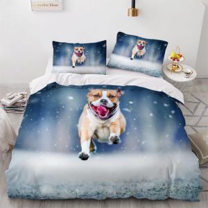 Housse De Couette Bouledogue X Imprim&iquest;&iquest; D Animaux Chiens Parure De Lit Personnes Hypoallergique Microfibre Literie Pi&iquest;&iquest;Ces Avec Fermeture &iquest;&iquest;Clai - Neuf