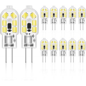 Kalanka-12 Pack Ampoules Led G4 &iquest;&iquest; Deux Broches, 2w, 12v Ac/Dc, Blanc Froid 6000k, 2w Remplace Une Lampe Halog&iquest;&iquest;Ne De 20w, 200lm, Sans Gradation, Convient &iquest;&iquest; Une Vari&iquest;&iquest;T&iquest;&iquest; De Lampes &iquest;&iquest; Culot G4 - Neuf
